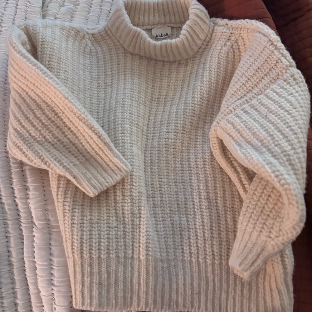 Babaa Women's Textured Cream Turtleneck Sweater